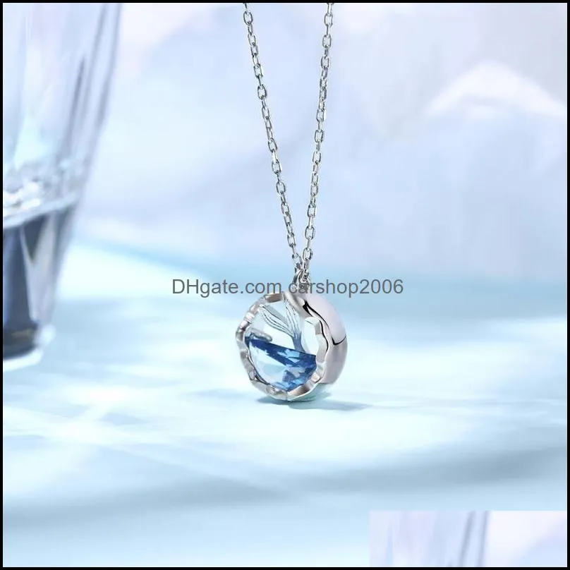 pendant necklaces huitan fashion delicate round necklace for women ocean mermaid tail romantic love birthday anniversary gift jewelry