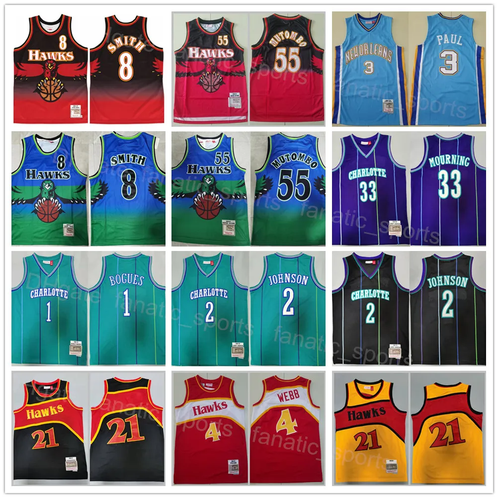 Hawks No55 Dikembe Mutombo White Throwback Stitched NBA Jersey