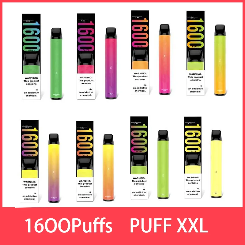 Puff XXL 1600PUFF Одноразовые Vape Pen E Cigarette устройство с кодами безопасности 6.5 мл 1000 мАч Предварительно заполненные 1600 слойных комплект пустота VS Air Bar Max
