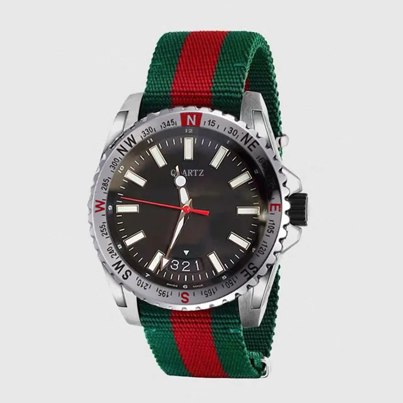 Montre de luxe メンズ腕時計自動日付クォーツムーブメント腕時計ファッションブラックダイヤルナイロンストラップ男性時計男腕時計 40 ミリメートル