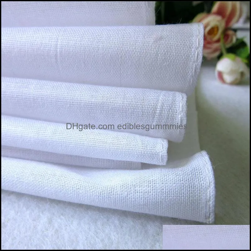 Wholesale white handkerchief, pure white handkerchief, pure color small square, cotton sweat towel, plain handkerchief,free shipping