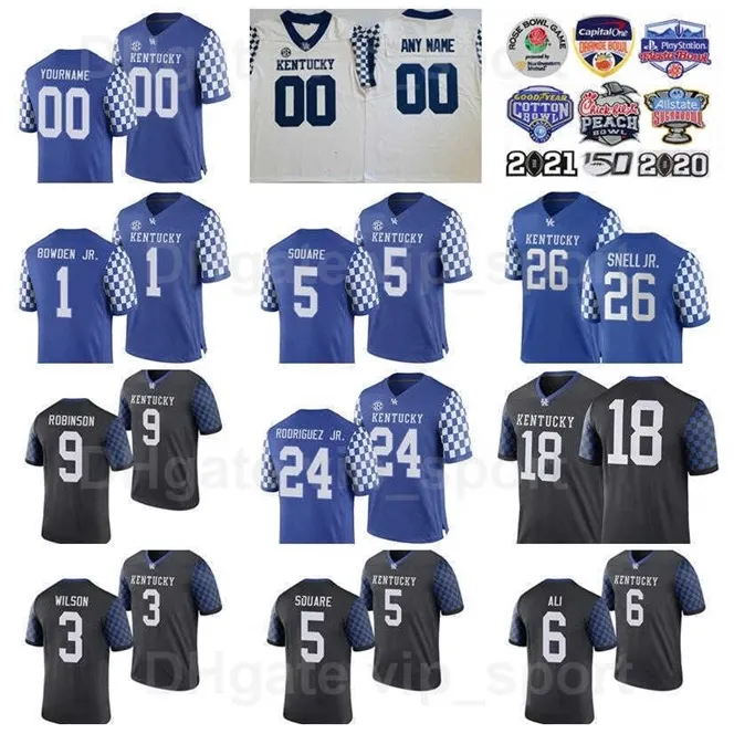 Chen37 NCAA College Football Kentucky Wildcats Jersey 7 Will 24 Крис Родригес младший 1 Вандейл Робинсон 6 Джош Али 5 DeAndre Square 23 Tyrell Ajian