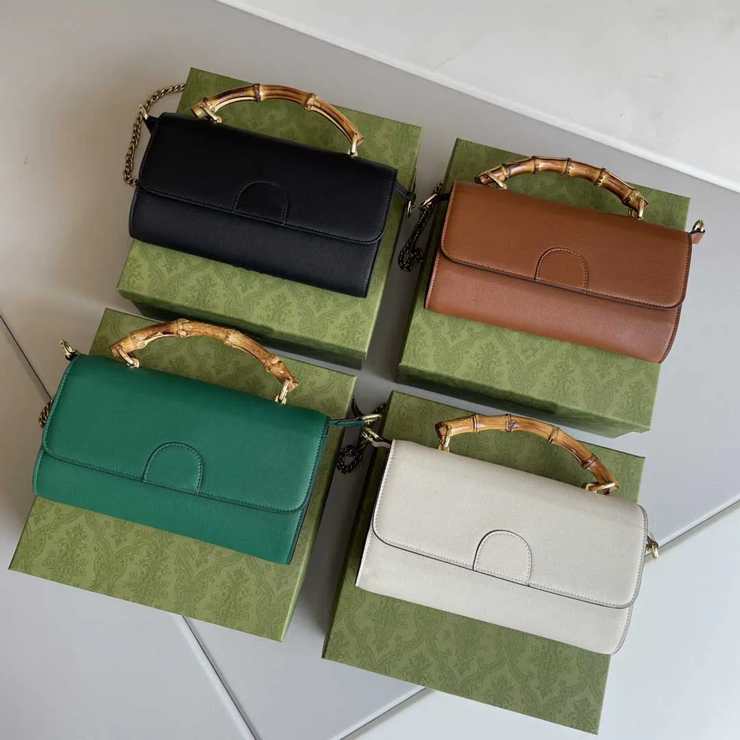 Tz bayan çanta tasarımcı çanta moda vintage stil bambu tutamak metalik zincir kanat crossbody çanta yatay versiyon omuz çantaları lady tote çanta 4 renk 67574#