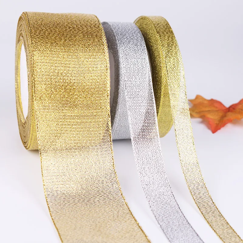 Coperture per sedie da 10roll 1/2 "12 mm Goltter Goltter Metallic Metallic Ribbon Gold Colore 250yds (1 rotolo 25yds)