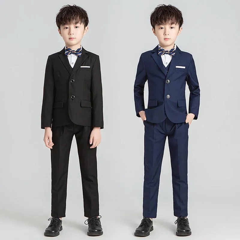 Kläder sätter svartblå barn blazer för prom god kvalitet outfit barn kostym formella bröllop pojkar mode