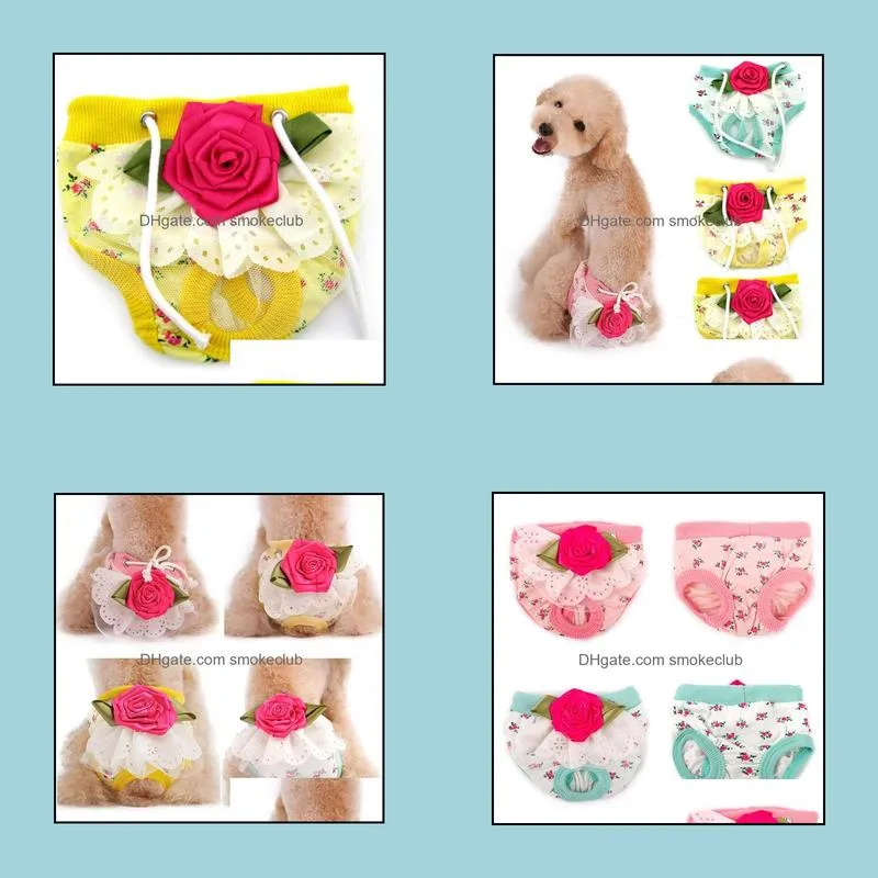 Pet Dog Floral Sanitary Panty Female Puppy Shorts Pant Diaper Cute Underwear Large