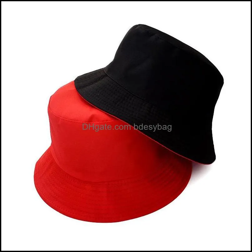 berets black solid bucket hat two side wear unisex simple bob caps hip hop gorros men women panama cap beach fishing boonie