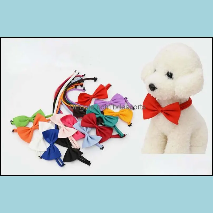 Pet tie Dog tie collar bow flower accessories decoration Supplies Pure color bowknot necktie DHL free shipping