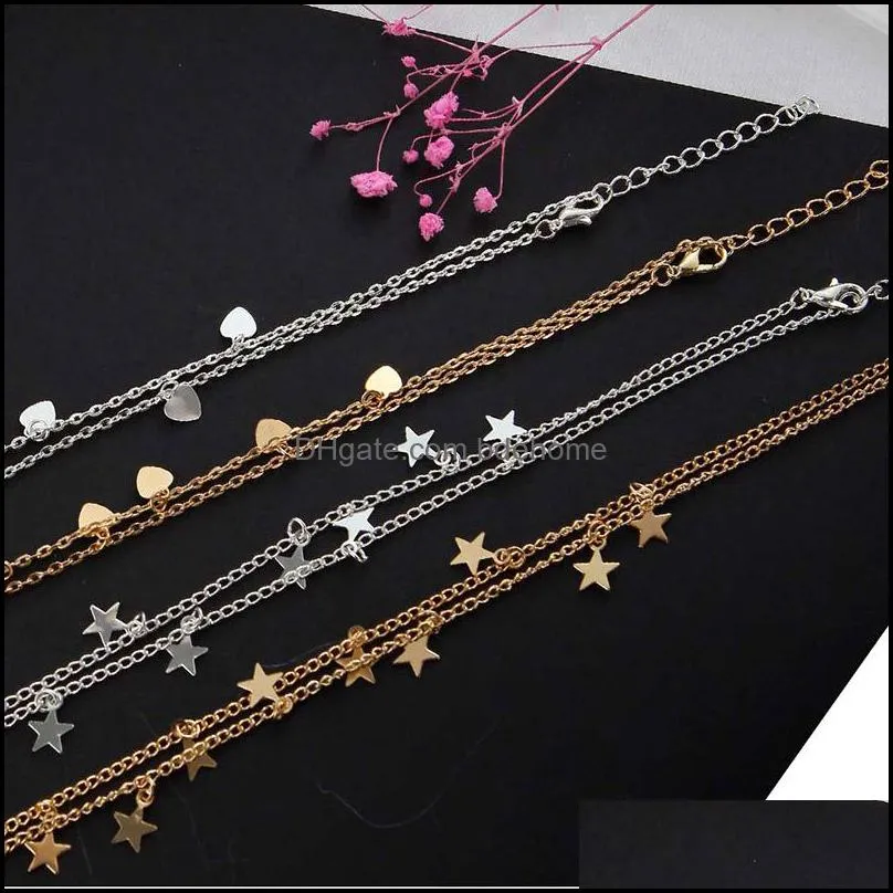 beach style star moon chain necklace for women heart crystal choker necklaces pendants jewelry accessories