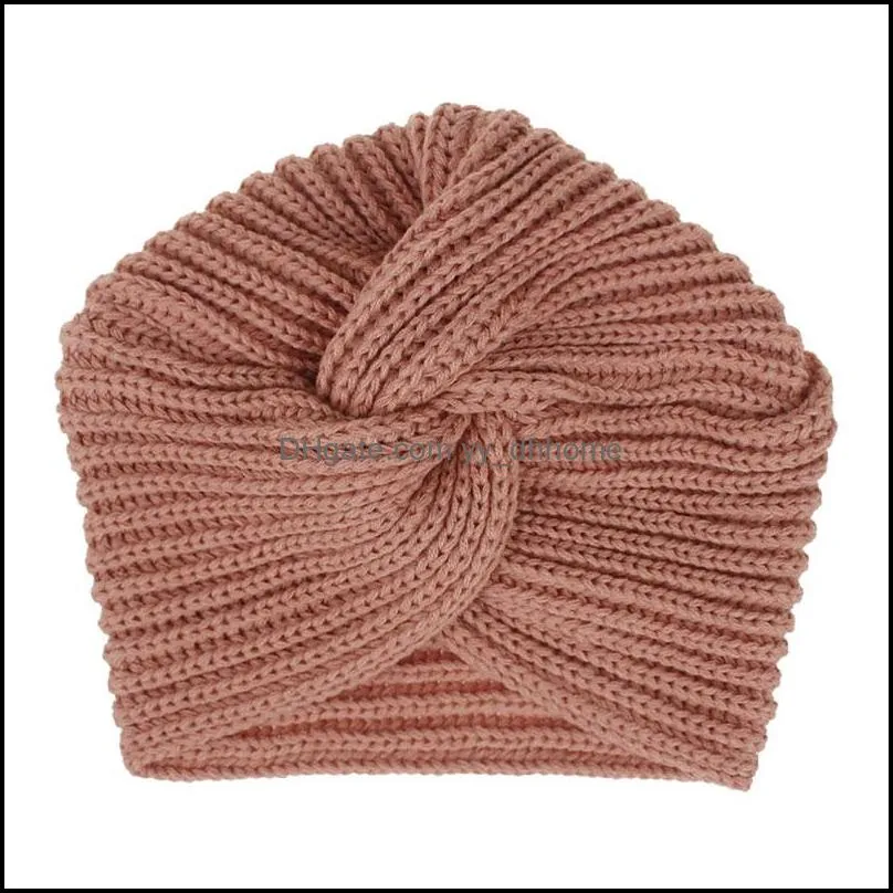 fashion winter women girl warm knitted beanie solid color turban hats headband cross head wrap caps