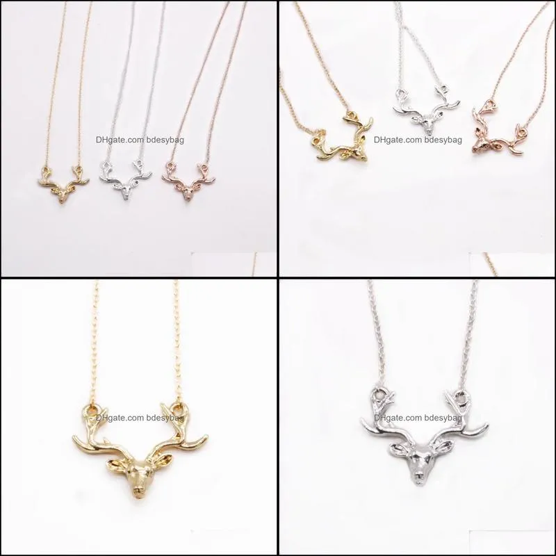 Fashionable Deer Head Pendant Exquisite Animal Face Suitable Men and Women`s Three Colors Necklace