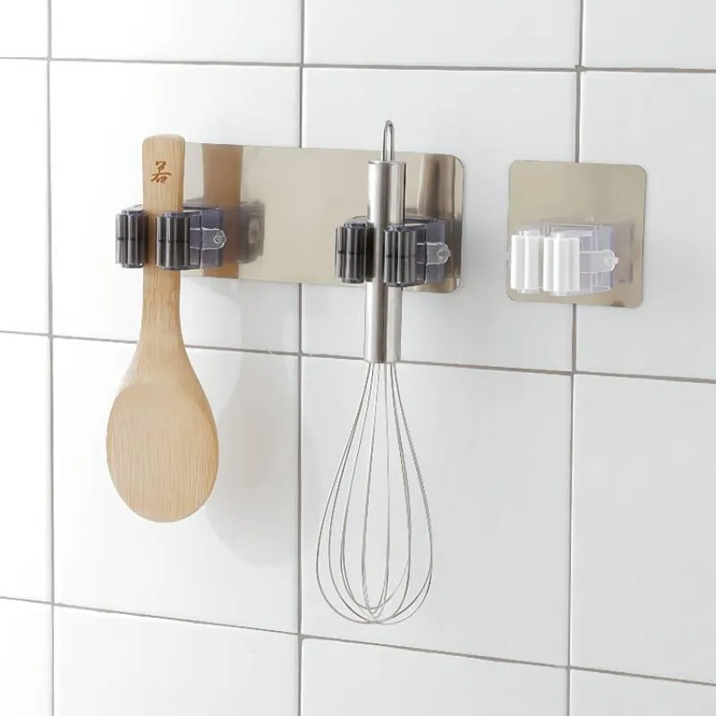 Hooks & Rails Multi-Purpose Wall Mounted Mop Broom Hanger Hook Organizer Holder Brush Cleaning Tools For Kitchen BathroomHooks
