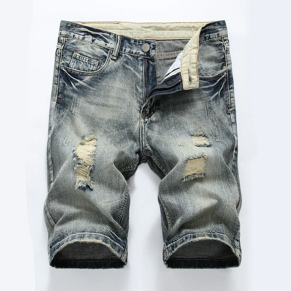 Bermuda Denim Décontracté Short Jean Homme Large - Style Décontracté Déchiré - Coupe Slim Avec Fermeture Éclair Et Pochages Multiples Short Randonnée Bermuda Denim Décontracté Short Jean Homme Large - Style Décontracté Déchiré - Coupe Slim Avec Fermeture Éclair Et Pochages Multiples Short Randonnée