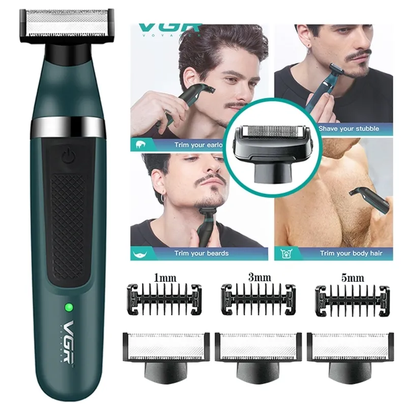 2in1 Rasoio elettrico professionale per uomo Wet Dry Washable Beard Trimmer Ricaricabile Rasoio Corpo Rasatura 220712