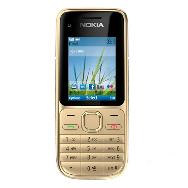 Original renoverade mobiltelefoner Nokia C2-01 Låst upp mobiltelefon 2.0 "3.2MP Bluetooth Multi-Languages ​​Keyboard GSM/WCDMA 3G Smartphone