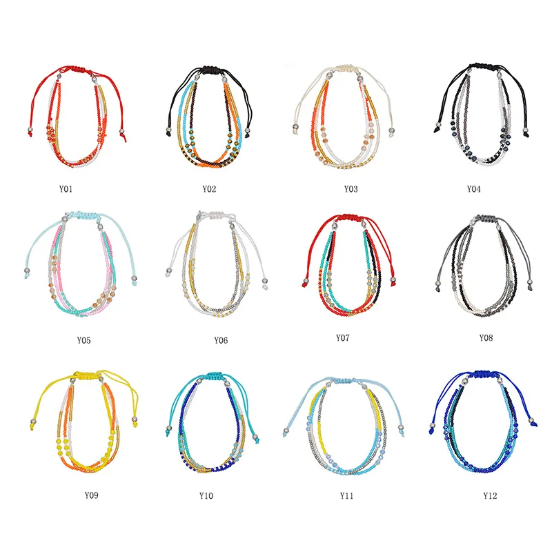 12 PCS Braccialetti intrecciati fatti a mano colorati, braccialetti amicizia colorati per Donna Uomo, set di braccialetti boho regolabili, regalo per ragazzi, ragazze e bambini (B