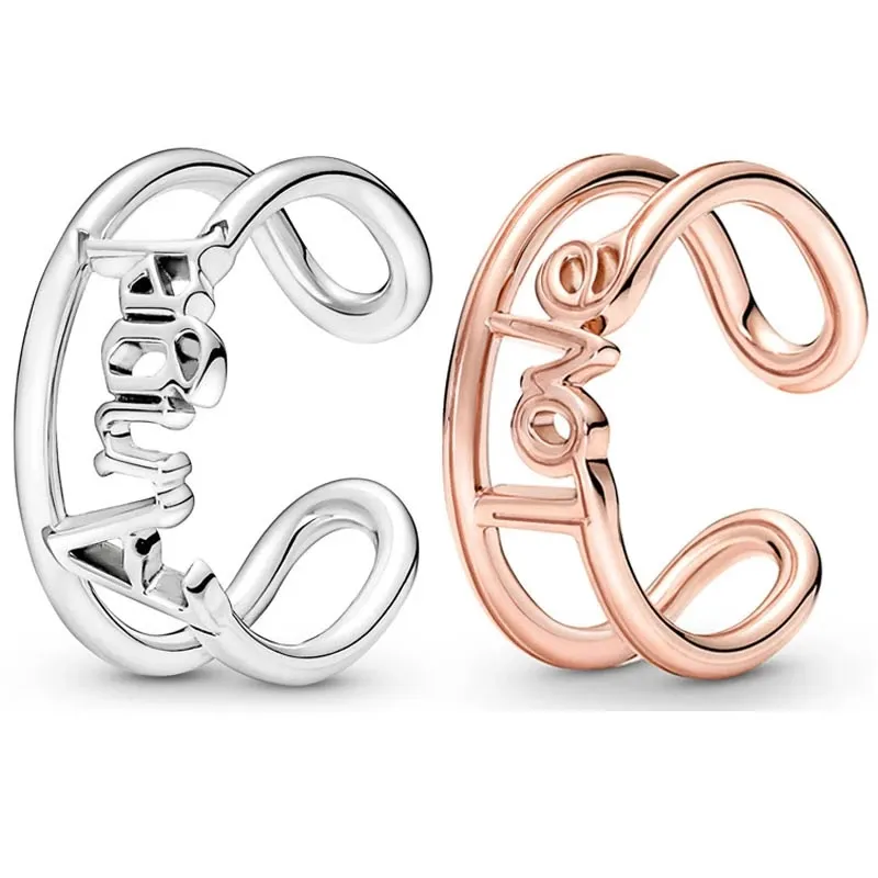 Autentico 925 anello sterling argento me angelo amore anello aperto di lusso donne 2022 Girls Fit P Gioielli Fashion 2022 Regalo la festa della mamma 190105C00 180077C007785490