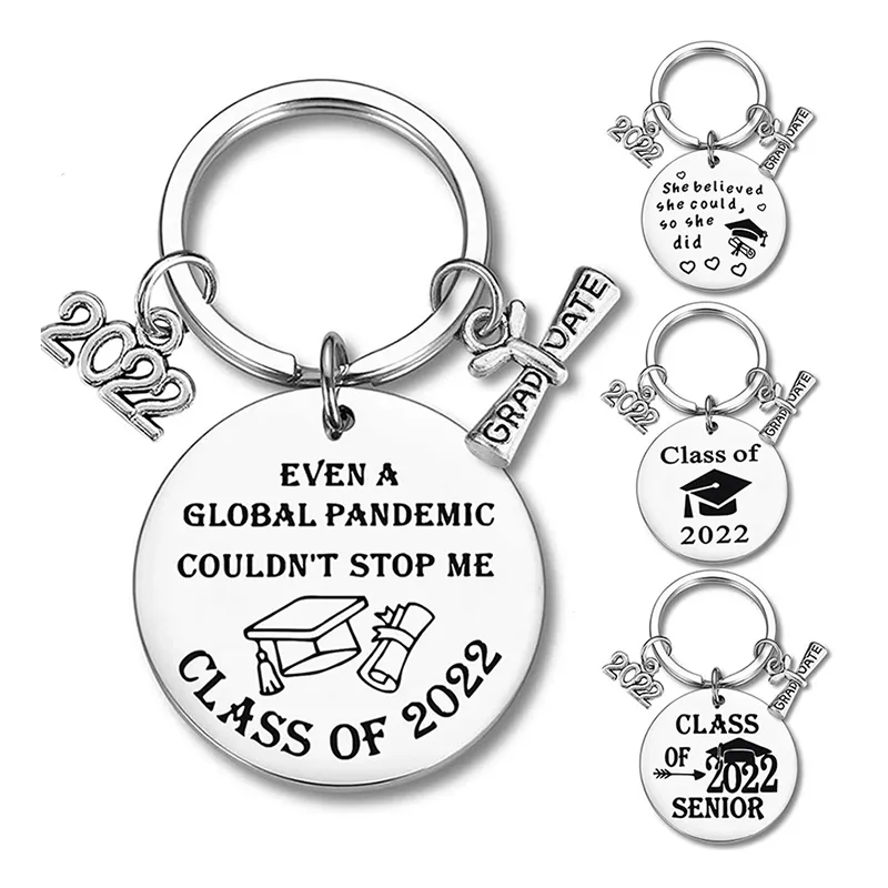 Afstuderen Geschenk roestvrij staal sleutelhanger 2022 Afstudeer Keychains hanger Bagage Decoratie Key Chain Fashion Accessoires Keyring