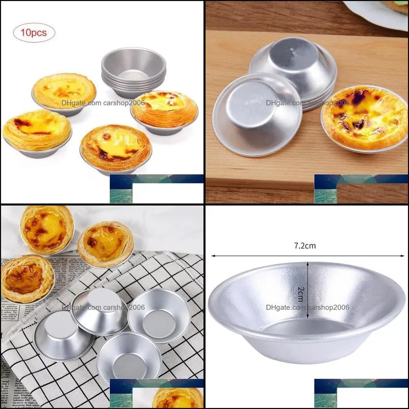 Aluminum Alloy Egg Tart Molds Round Shape Cupcake Mini Pie Baking Molds Reusable Muffin Baking Cups Cake Cookie Bakeware 10pcs