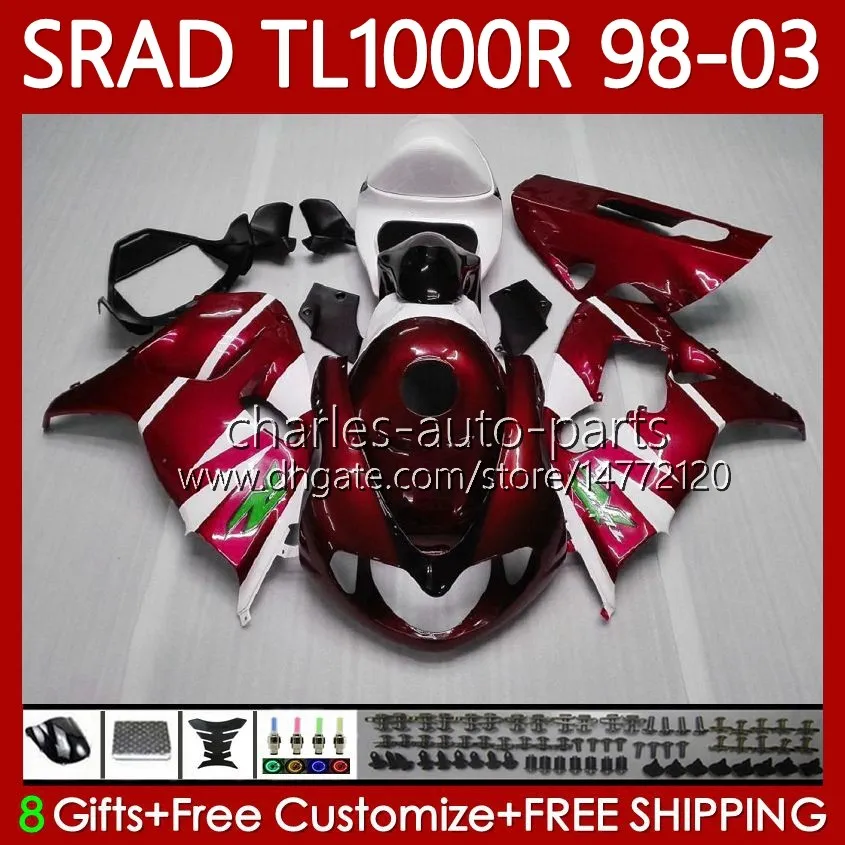 Suzuki SRAD TL1000R TL-1000 TL 1000 R 98-03 TL-1000R TL1000 R 98 99 00 R 98 99 00 2002 2003 2000 2002 2002 2000 2002 2000 2002 2000 2002 2003年フェアリングキットメタルレッドBLK