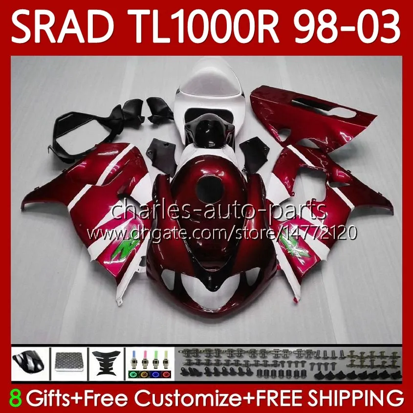 OEM TRABALIFICAÇÃO PARA SUZUKI SRAD TL1000R TL-1000 TL 1000 R 98-03 CORPO 118NO.51 TL-1000R TL1000 R 98 99 00 01 02 03 TL 1000R 1998 1999 2000 2001 2002 2003 Kit de justo Metal vermelho Blk