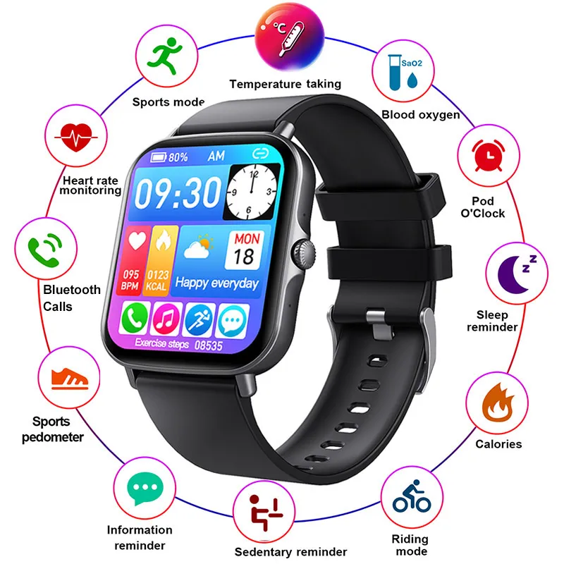 F97S Relógio Inteligente Homens Mulheres Assista FCC CE RoHS Certificação Monitoramento de Temperatura Smartband Bluetooth Chamada Fitness Pulseira Smartwatch Para Android IOS Relógios