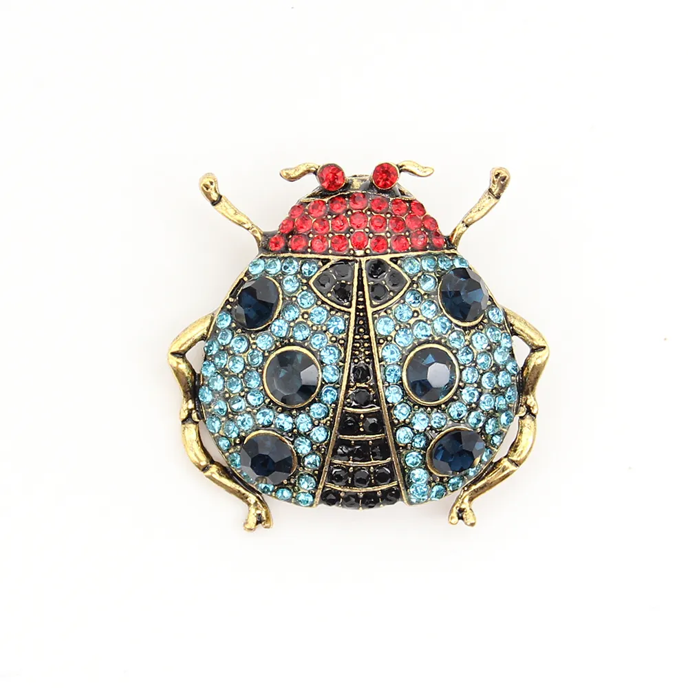 10 PCs/lote personalizado fofo shinestone Animal Brooch Fashion Crystal Ladybug Pin for Women Decoração Presente