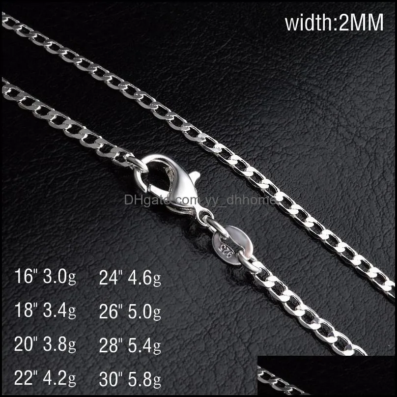 silver s link chain necklaces 2mm lobster clasps chains necklace for men women fashion jewelry wholesale free shipping 0016wh