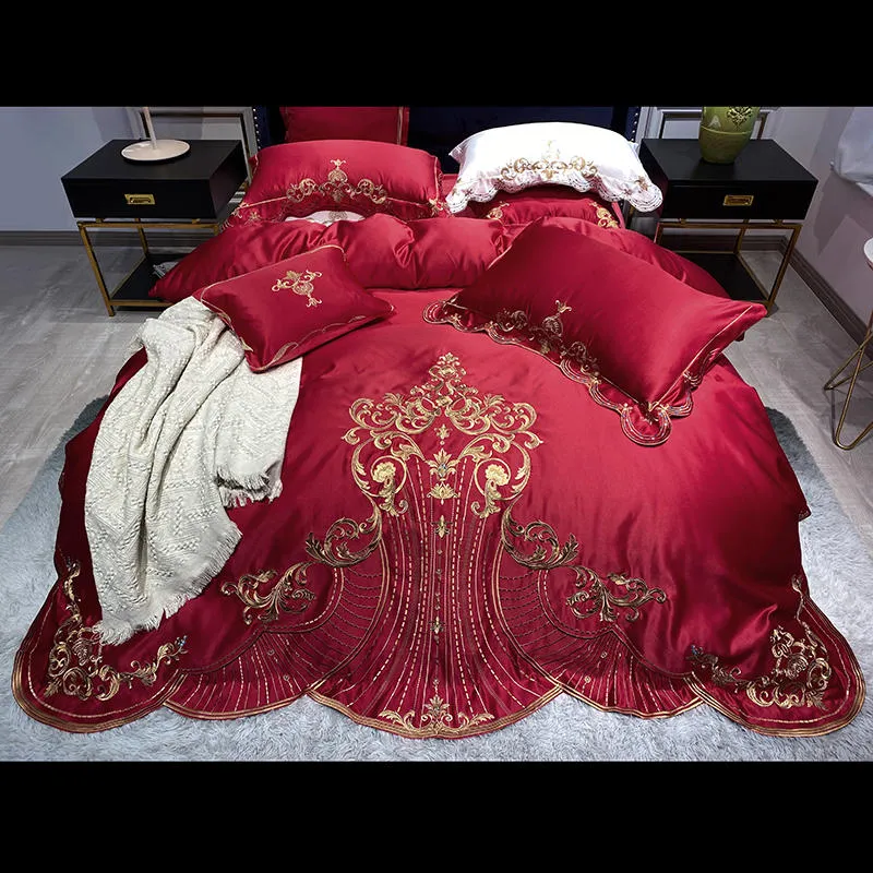 Hepburnesque-Juego de ropa de cama de algodón puro bordado, juego de funda  nórdica de gama alta, tamaño King, 220x240, súper cómodo, suave - AliExpress