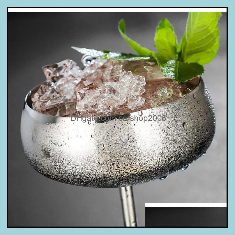 350ml cocktail glass metal wine glass silver copper stainless steel 304 champagne glass drink cup bar