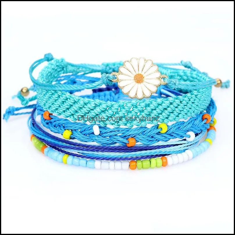 bohemian sunflower woven bracelets handmade adjustable friendship bracelet bangle for women girls free dhl u2fz