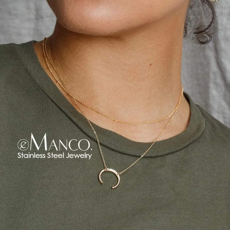 ペンダントネックレスE-Manco Street Style Women for Women Chic Char Char Chain Stainless Steel JewelryRypendant