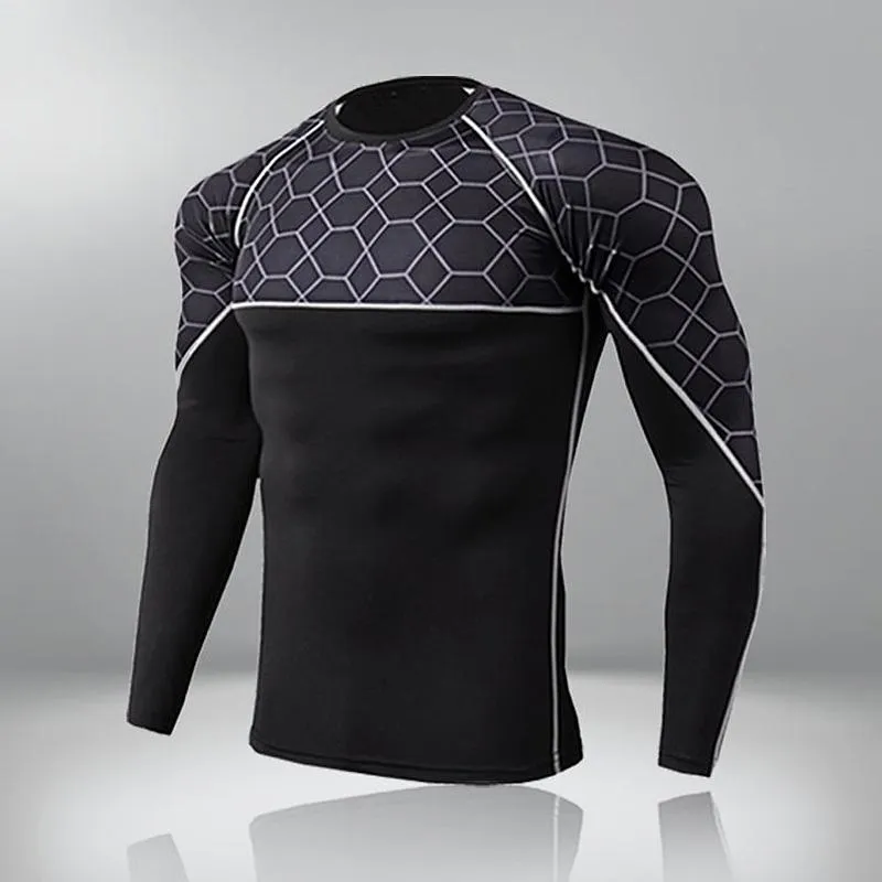 Men's T-Shirts Outdoor Mens Quick Dry Fitness Compression Long Sleeve Baselayer Body Under Shirt Tight Sports Gym Wear Top Mesh Trousers