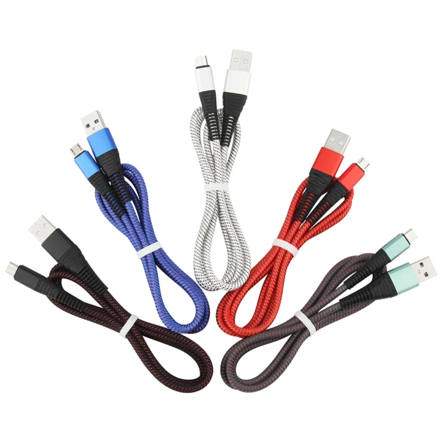 Spiral Stripe Type C Micro USB Cables Snabbladdning 1M Datasynkronisering Kabel för Xiaomi Samsung Huawei Type-C MicroUSB-laddningssladd