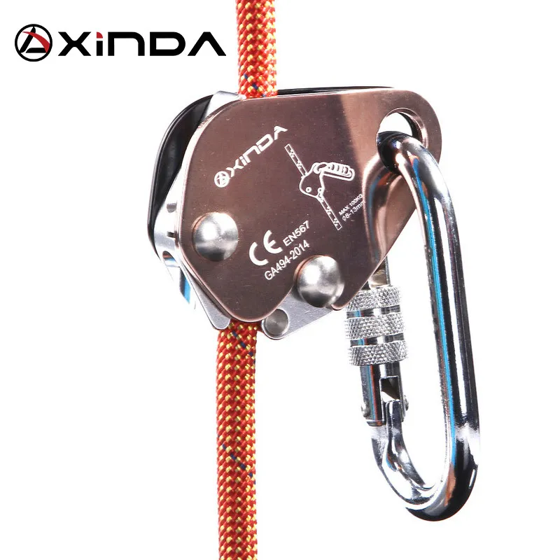 XINDA Professional Outdoor Rock climbing Mountaining Self-Locking Auto locking karabiners Anti Fall Protective Grasp Rope Gear 220280d