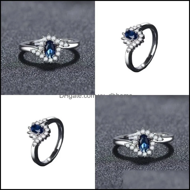 Ellipse Blue White Rhinestone Rings Exquisite Lady Jewellery Ring Fashion Women Accessories Valentine Day Gift 3 42ly P2