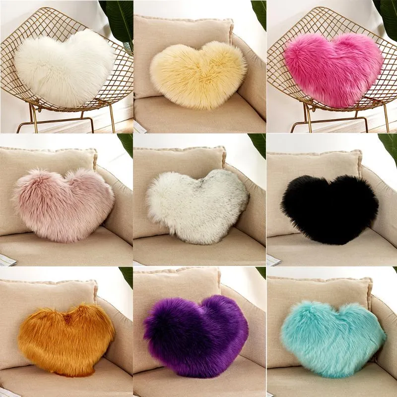 Cushion/Decorative Pillow Pink Heart Shape Throw Sofa Car Seat Cushion Stuffed Plush Doll Toy Home Decoration Cushions Wedding Lovers GiftCu