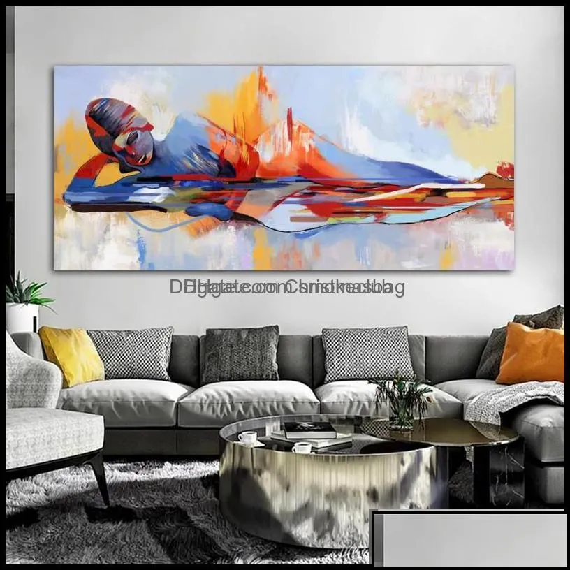 Watercolor Sexy Woman Body Oil Painting On Canvas Colorf Abstract Wall Art For Living Room Home Decor Lord Buddha Pictures Drop Delivery