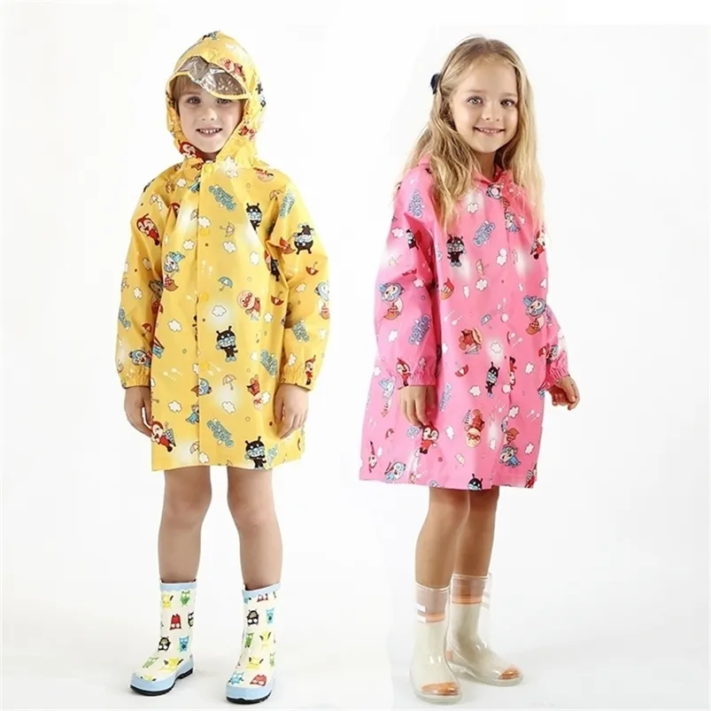 Grande Taille Imperméable pour Enfants Dessin Animé Enfants Filles Imperméable Manteau De Pluie Imperméable Poncho Garçons Vêtements De Pluie Maternelle Enfant Rainsuit 210320