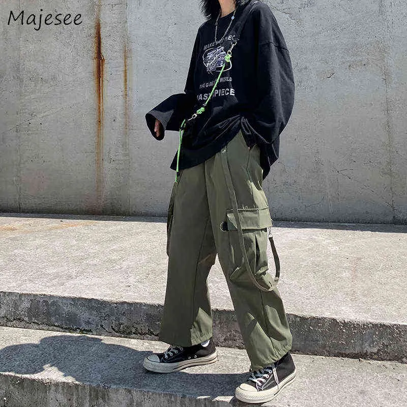 Cargo Pants Men Straps Design Korean Style Autumn Gothic Loose Casual Fashion Streetwear Unisex Pockets Joggers Hip Hop Clothes G220507