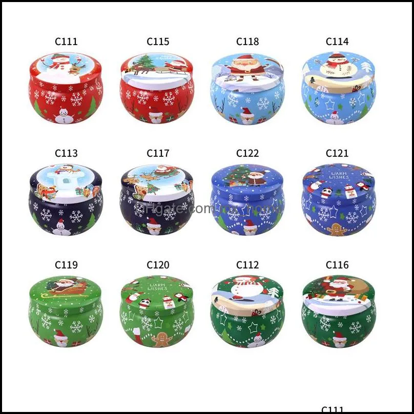 Christmas suit scented candle jar with hand gift box candy flower tea tin box round drum metal tin can