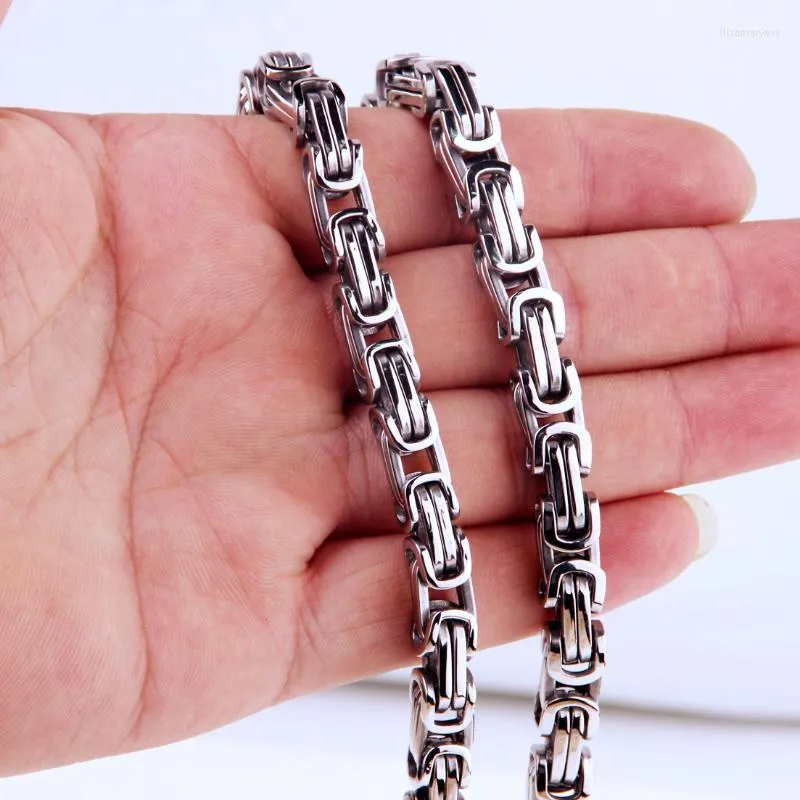 Zincirler 4/5/8/12/15mm Geniş Gümüş Paslanmaz Çelik Kral Bizans Zincir Kolye Bileklik Erkek Takı HandmadeChains Llis22