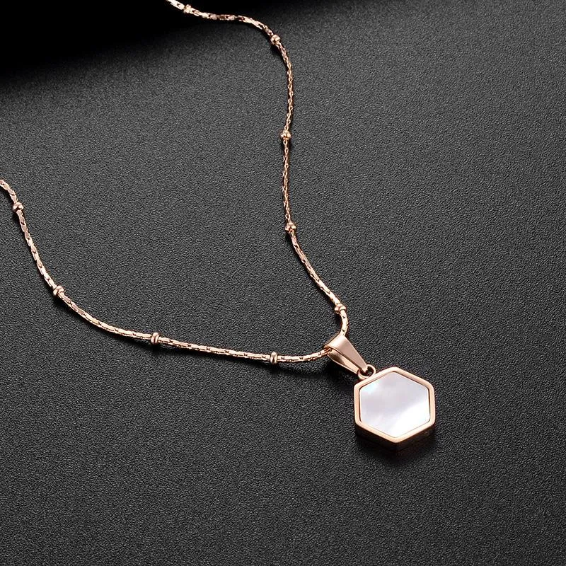 Pendant Necklaces Anti-allergy And Non-discoloration Friar Geometric Hexagonal Titanium Steel Clavicle Necklace