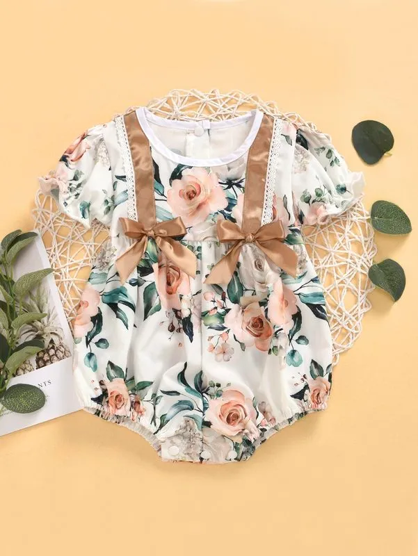 Baby Girl Flower Bow Commpsuit Ona
