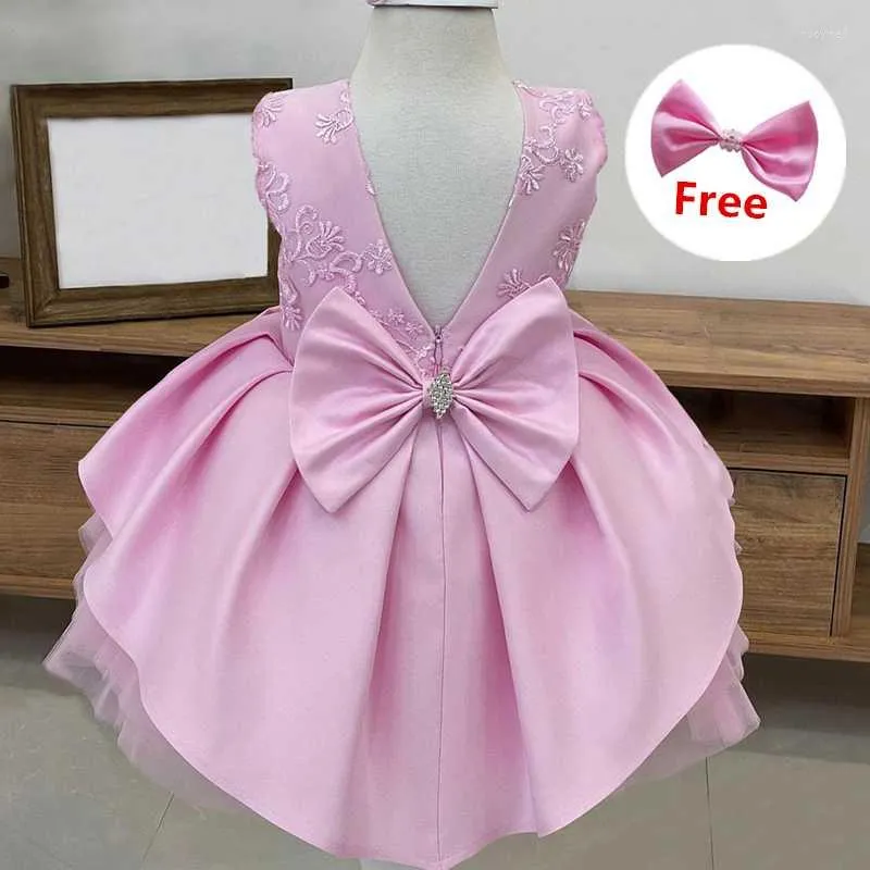 Girl Dresses Girl's Toddler Christmas Princess Party Dress Balckless Sleeveless Bow Tulle Born Birthday Boho Style GownGirl's