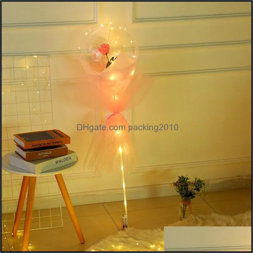 party decoration valentines day led rose ball luminous colorful bouquet balloon decorations lovers time gifts transparent ornaments