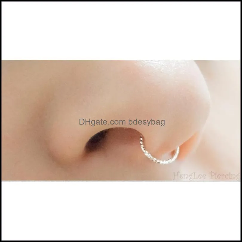 16pcs/lot 925 sterling silver nose ring classic small thin nose hoop ring body piercing jewelry