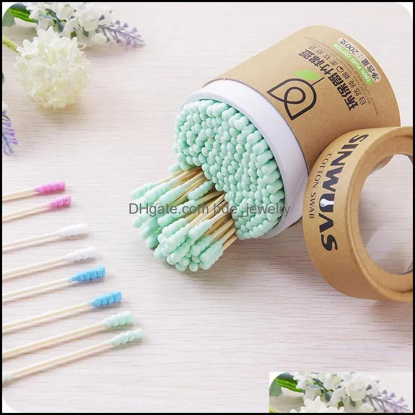 baby cotton swabs 200pcs/box bamboo wood sticks soft cotton buds cleaning of ears tampons cotonete pampons health beauty 18 bdejewelry