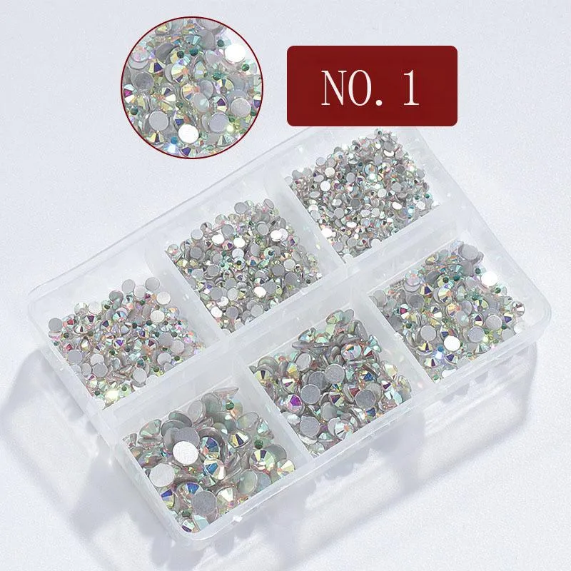 Nail Art Decorations Grids/ set van Ab Crystal Rhinestone Diamond Gem 3D Glitter Decoratie Deauty Flat Back Shiny Stonesnail