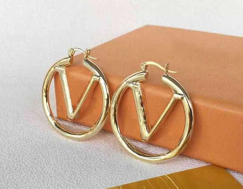 Fashion Gold Hoop Brincos para Lady Women Party Wedding Wedding Gift Engagement Jewelry for Bride5T0Z